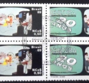 Quadra de selos postais do Brasil de 1989 TV Cultura
