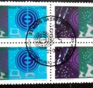Quadra de selos postais do Brasil de 1990 Embratel