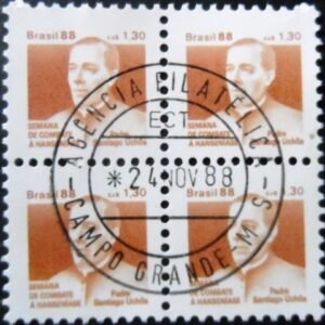 Quadra de selos postais do Brasil de 1988 Padre Santiago Uchoa H 25