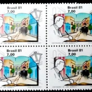 Quadra de selos do Brasil de 1981 Lima Barreto