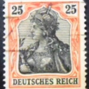 Selo postal da Alemanha Reich de 1906 Germania inscr DEUTSCHES REICH