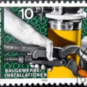 Selo postal de Liechtenstein de 1984 Construction