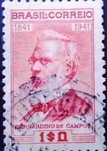 Selo postal do Brasil de 1942 Bernardino de Campos