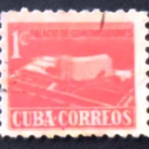Selo postal de Cuba de 1957 Postal Ministry building
