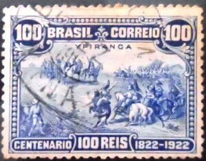 Imagem similar à do selo postal do Brasil de 1922 Grito do Ipiranga U