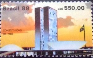 Selo postal do Brasil de 1988 Câmara e Senado Federal