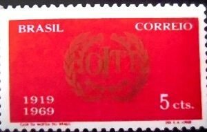 Selo postal do Brasil de 1969 O.I.T. N