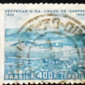 Selo postal do Brasil de 1939 Centenário de Santos