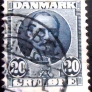 Selo postal da Dinamarca de 1907 King Frederik VIII 20 U sev