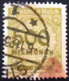 Selo postal da Alemanha de 1923 Value in Millionen 500