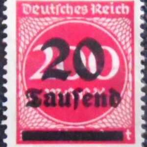 Selo postal Alemanha Reich de 1923 Surcharge 20T on 200