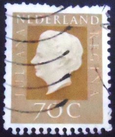 Selo postal da Holanda de 1972 Queen Juliana 70