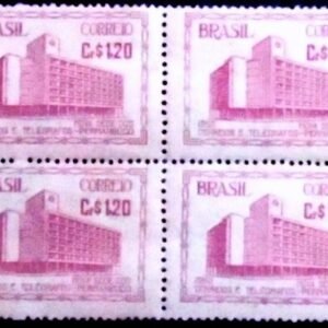 Quadra de selos postais do Brasil de 1951 Edifício Correios PE 60 M QD