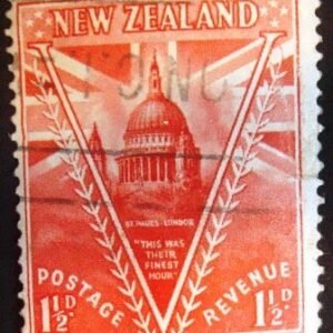 Selo postal comemorativo da Nova Zelândia 1946 - St Pauls Cathedral
