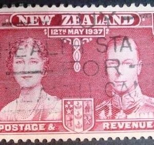 Selo postal comemorativo da Nova Zelândia de 1937 Coronation