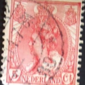 Selo postal definitivo da Holanda de 1899 - Queen Wilhelmina 5c_product