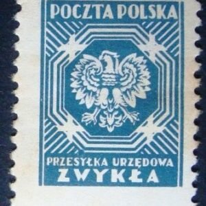 Selo postal Oficial da Polonia de 1950 Eagle in octagonal frame