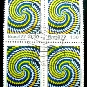 Quadra de selos postais do Brasil de 1977 Radio Amador SP