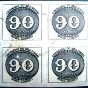 Quadra de selos postais do Brasil de1943 Olho-de-boi 90 U QD