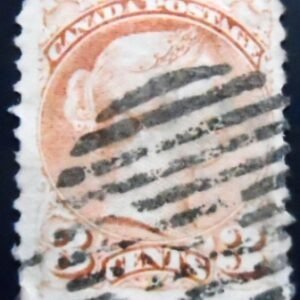 Selo postal do Canadá de 1870 Queen Victoria 3 Rose U sev