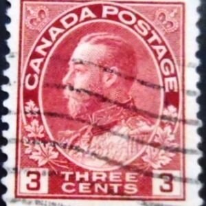 Selo postal do Canadá de 1923 King George V 3 Eu U