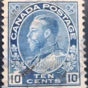Selo postal do Canadá de 1922 King George V Admiral's Uniform 10 U sev