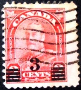 Selo postal do Canadá de 1932 King George V 3 U