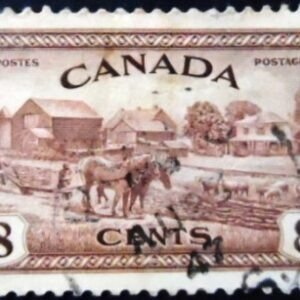 Selo postal do Canadá de 1946 Ontario Farm Scene 8 U