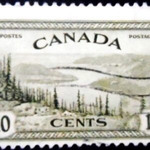 Selo postal do Canadá de 1946 Great Bear Lake 10 U