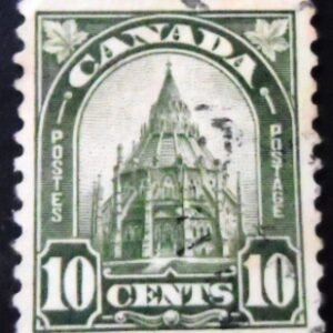 Selo postal do Canadá de 1930 Parliamentary Library Ottawa 10 U