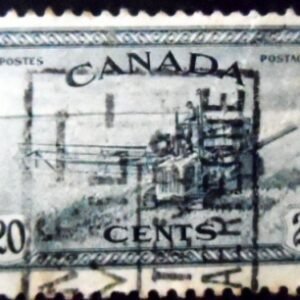 Selo postal do Canadá de 1946 Combine Harvesting 20 U