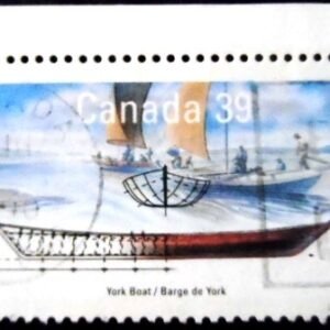 Selo postal do Canadá de 1990 North Canoe U