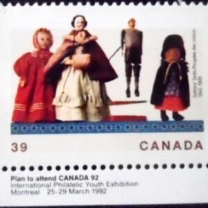 Selo postal do Canadá de 1990 Settlers Dolls 1840-1900 M
