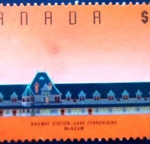 Selo postal do Canadá de 1989 McAdam Railway Station U