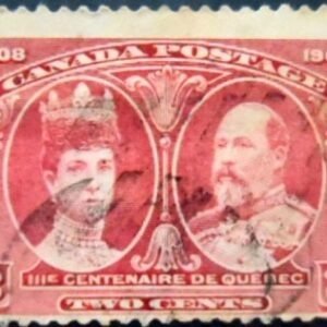Selo postal do Canadá de 1908 King Edward VII and Queen Alexandra 2 U