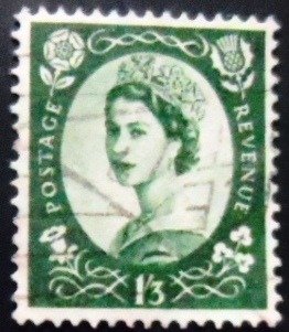 Selo postal do Reino Unido de 1953 Queen Elizabeth II 1'3 Predecimal Wilding U