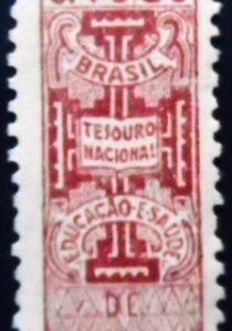 Selo fiscal Tesouro Nacional do Brasil década de 1940 Educação e Saúde 0.80 M