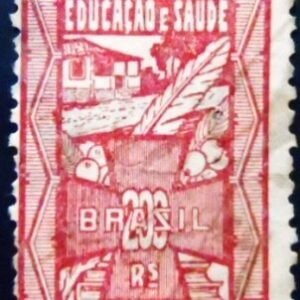 Selo fiscal Tesouro Nacional do Brasil de 1930 Educação e Saúde 200 U
