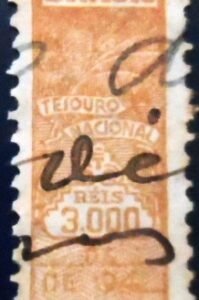Selo fiscal do Brasil da década de 1940 Tesouro Nacional 3000 U