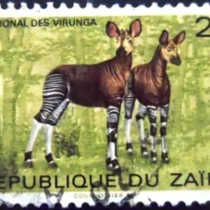 Selo postal do Zaire de 1975 Okapi U