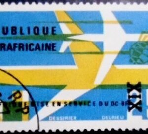 Selo postal da Rep Centro Africana de 1967 Air Afrique DC-8F MCC
