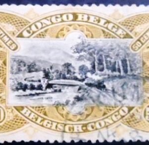 Selo postal do Congo Belga de 1909 M'pozo Railway Bridge Monolingual U