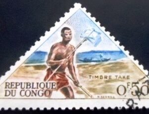 Selo postal da Rep Congo de 1961 Post Runner 0.50 P MCC