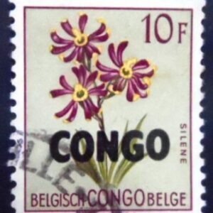 Selo postal da Rep Dem Congo de 1960 Silene burchellii overprinted CONGO 10 U