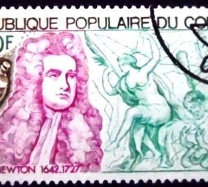 Selo postal da Rep Congo de 1977 Isaac Newton NCC