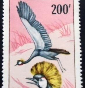 Selo postal da Rep Congo de 1967 Balearica pavonina N