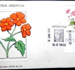Cartão Filatélico da Argentina de 1976 Begonia micranthera CF