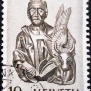 Selo postal da Suiça de 1961 Saint Luke with the Bull U