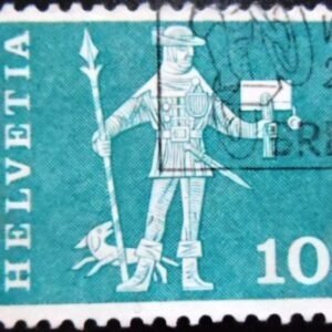 Selo postal da Suíça de 1960 Messenger of Schwyz 10 U sev