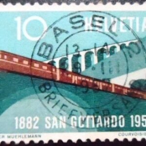 Selo postal da Suiça de 1957 Civil Structures of the Gotthard Railway & Train U